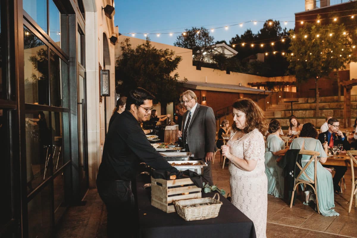 catering line at a wedding